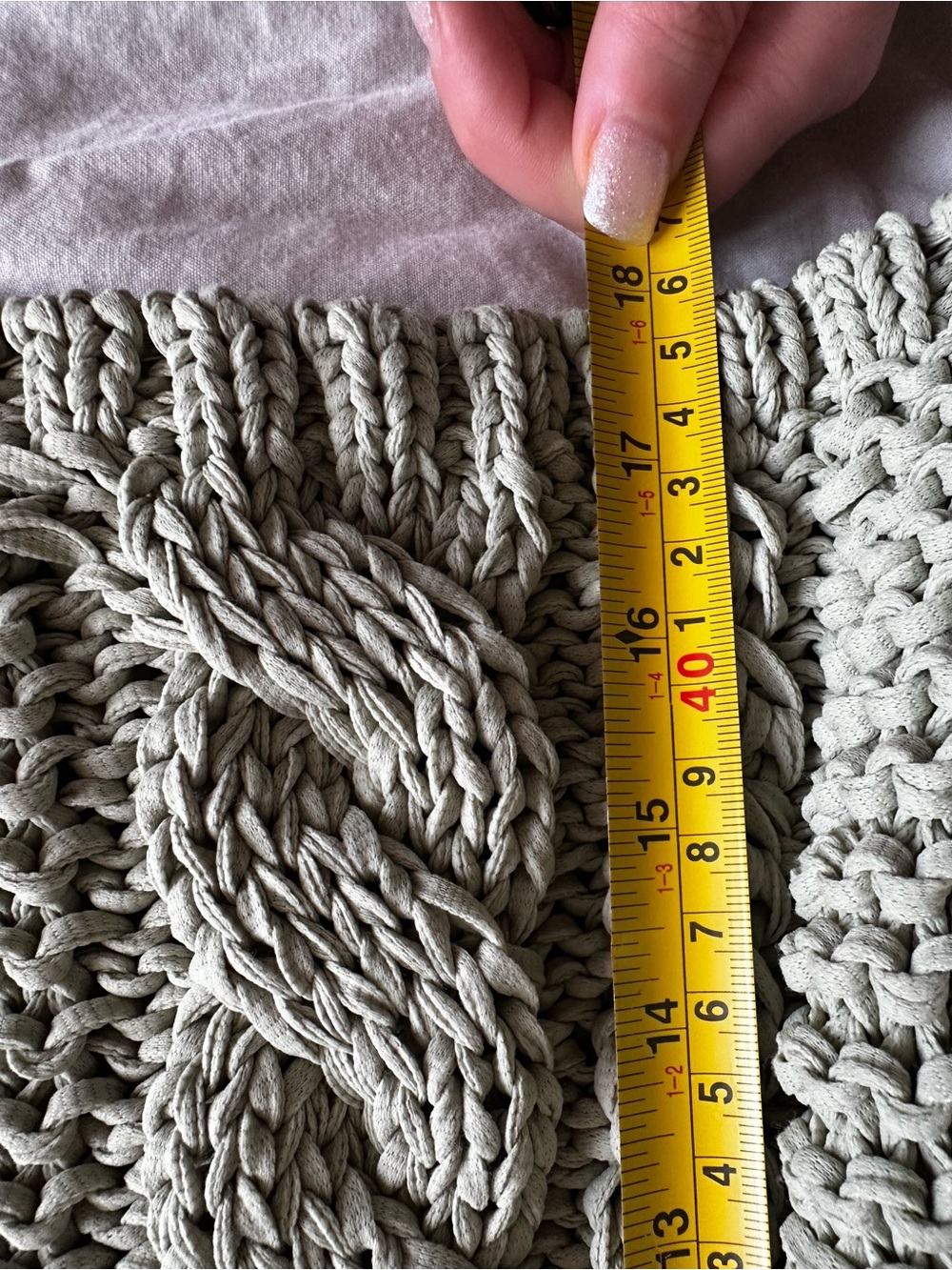Greige Cozy Cable Knit Cropped Cardigan Floral Button Sage Green Size M - Picture 10 of 15